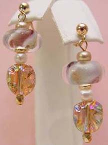 Pink/Gold Boro Earrings